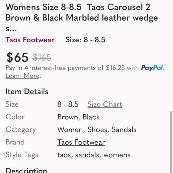 Taos Carousel marbled leather wedge size 8-8 1/2 - Picture 15 of 16